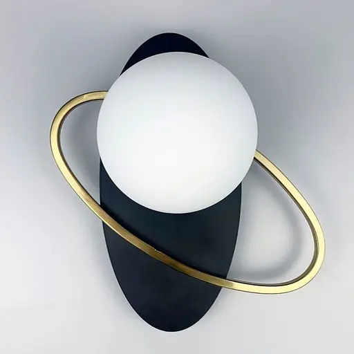 Бра праве з білим плафоном у орбітальних мотивах Line F Арт. WDE17/1 R BK|WH (правий) - фото 7