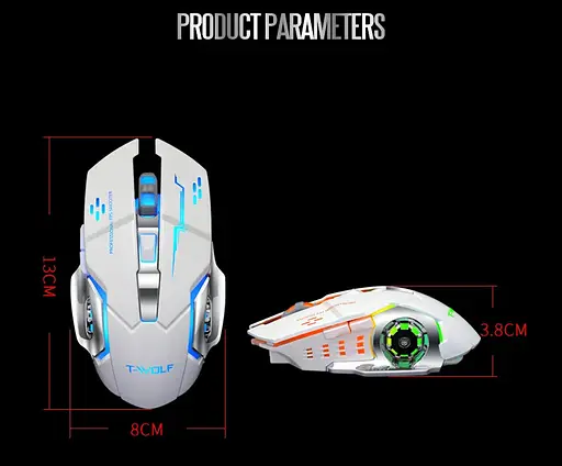 Компьютерная мышь T-Wolf Q13 беспроводная, бесшумная с аккумулятором и подсветкой 2,4G+Bluetooth - фото 2