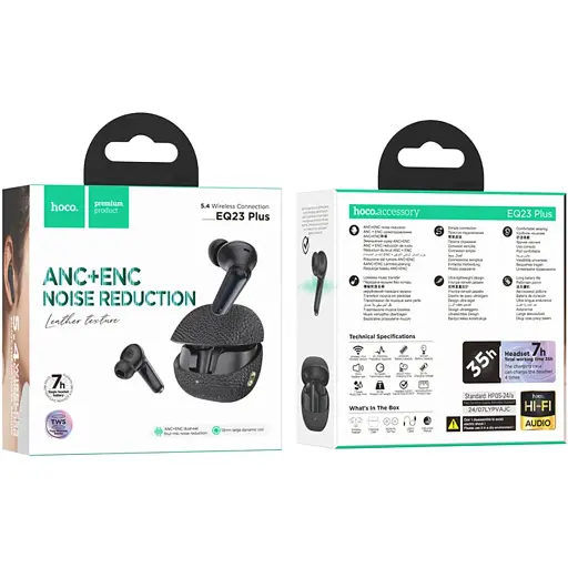 Бездротові навушники Hoco EQ23 Plus Duke 2 true wireless ANC+ENC BT headset Black - фото 2