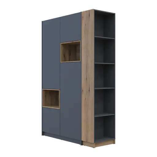 Шкаф для одежды с нишей и этажеркой Doros Дейл Графит/Дуб Эвок 2 ДСП 143.2х52х220 (42005154) - фото 5