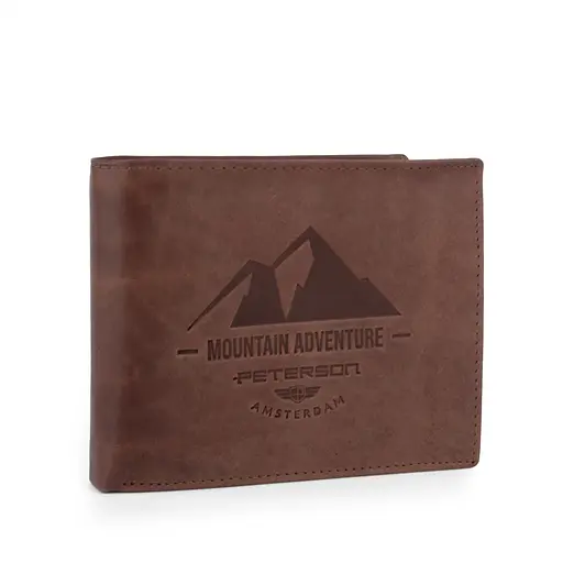 Кошелек мужской кожаный Peterson N992-BE-MOUN светло-коричневый Mountain Adventure - фото 1
