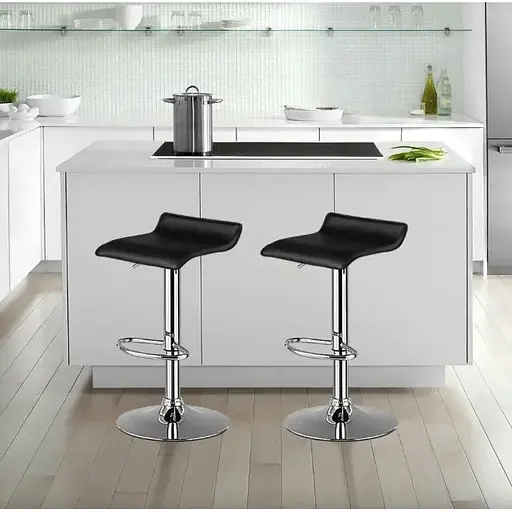 Комплект барных стульев Costway Forse экокожа с подставкой для ног черный - фото 3