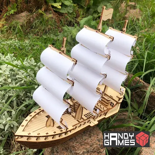 Дерев'яний конструктор Вітрильний Корабель 155 деталей - фото 2