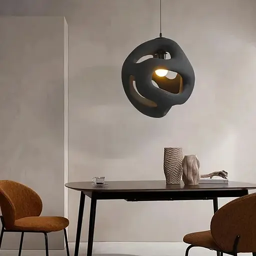 Гіпсовий світильник у чорному кольрі Ø 50 см | Арт. MJ34-450*500 BK | Line F - фото 5