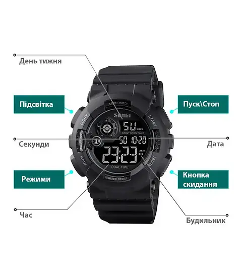 Наручний годинник чоловічий Skmei 1583 Black Black, 1583BKBK (18467) - фото 10