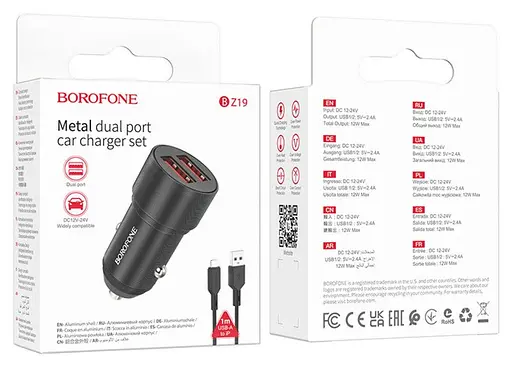 Зарядное устройство Borofone BZ19 lightning 2 x USB/2.4 A - фото 2