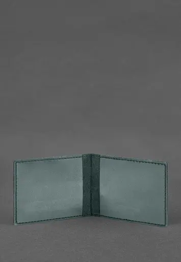 Кожаная обложка для удостоверения ветерана военной службы зеленая - фото 3