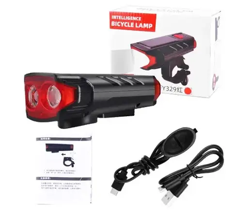 Велосипедный фонарь фара звонок FY-329Pro-2L2 (выносная кнопка, ЗУ micro USB, Waterproof, аккумулятор) - фото 5