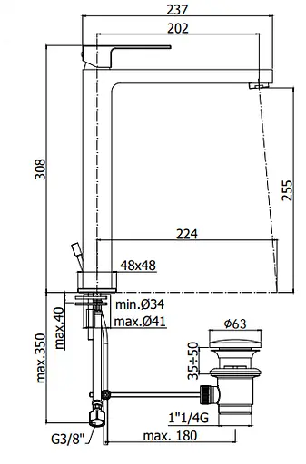 Змішувач для раковини Paffoni Elle чорний матовий EL 085 NO, Чорний матовий - фото 3