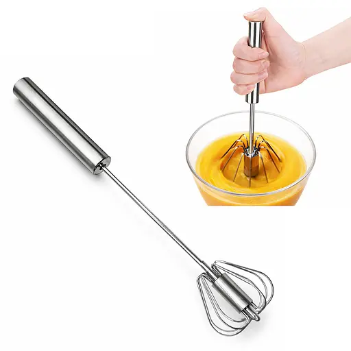Ручной полуавтоматический венчик из нержавеющей стали механический миксер для яиц сливок и выпечки 30 см Оранжевый 88295 - фото 2