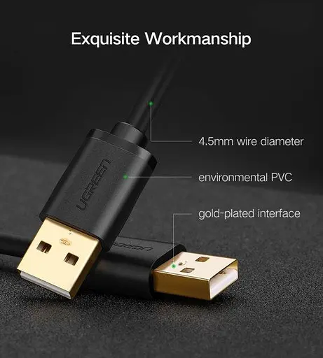 Кабель Ugreen US102 USB 2.0 A Male to A Male 1 м чорний (10309) - фото 3