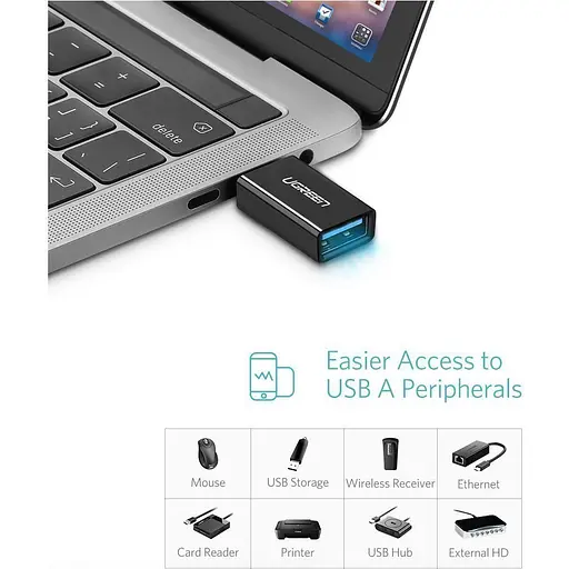 Перехідник Ugreen USB-C to USB 3.0 OTG Black (US173/30155) [72727] - фото 5