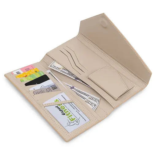 Женский кожаный кошелек Grande Pelle 21х10х2 см acs0018776 - фото 3