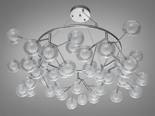 Солідна, візуально приваблива люстра "Світлячок", 45 ламп, хром сатин - фото 2