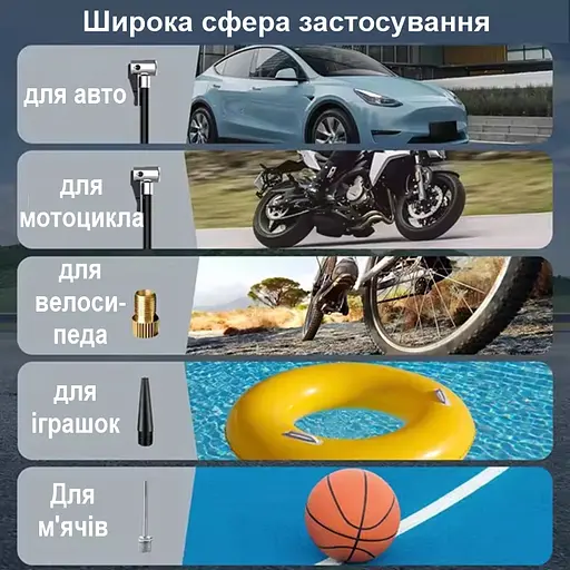 Акумуляторний насос - компресор для авто, мотоцикла, велосипеда з Power Bank Nectronix PR-325 - фото 2