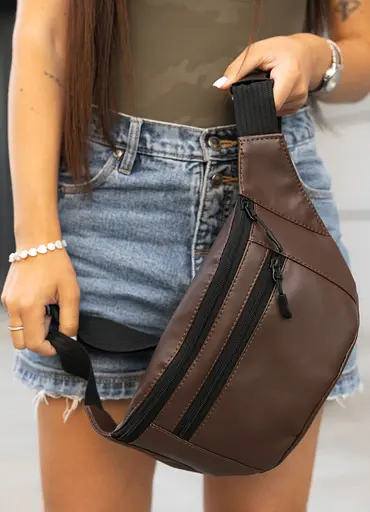 Женская сумка на пояс бананка Sambag Tirso Max шоколадная 38×17×6 см (80341020) - фото 3