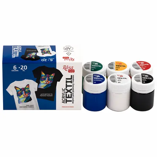 Набор красок для росписи тканей CAT 6×20 мл. - фото 3