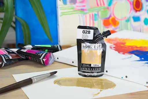 Акриловая краска Sennelier Abstract, 120 мл, Переливчатый золотой (Iridescent Gold) - фото 4