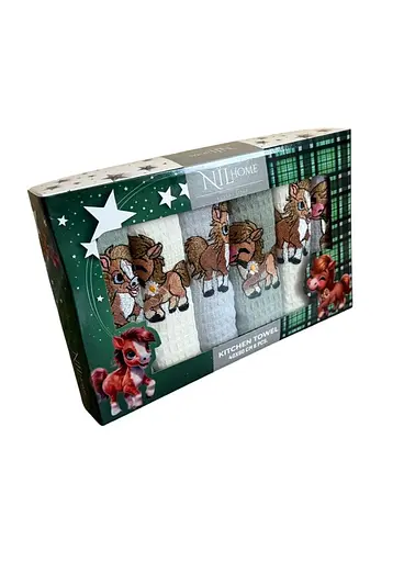 Набір 6 вафельних рушників Nilteks кухонні 40х60 см horse різнобарвний TC303376100