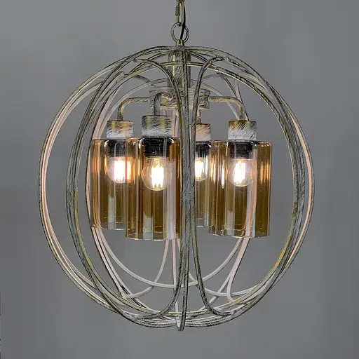 Люстра Лофт у білому з позолотою корпусі форми плетена сфера Line.F 12575/4 - фото 5