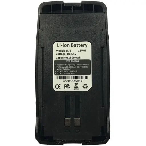 Аккумуляторная батарея Baofeng для UV-6R Std 1800mAh BL-6 (766510)