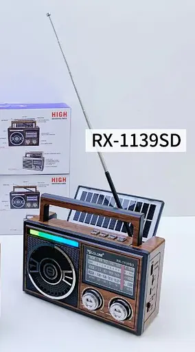 Радіоприймач Golon RX-1139SD Solar Bluetooth радіо з сонячною панеллю Коричневий - фото 5