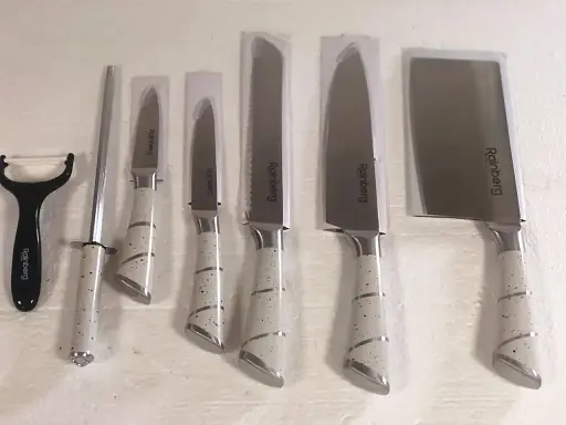 Набор ножей для кухни с подставкой Rainberg RB-8804 кухонные ножи и подставки белый - фото 2