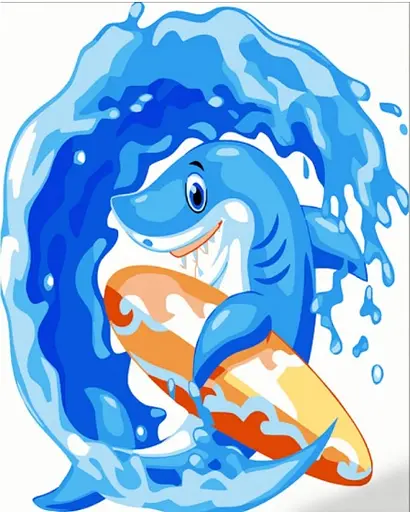 Набір для розпису по номерах Весела акула, Strateg, 30x30 см, ES132