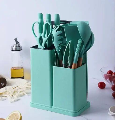 Набір кухонного приладдя Zepline ZP0102 силіконовий 19 предметів Бірюзовий - фото 2