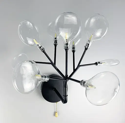 Флористичний настінний світильник у чорному корпусі Арт. W 686/9 BK Line F - фото 1