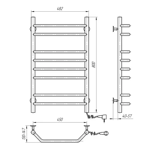 Електрична Рушникосушка NAVIN Блюз НЕРЖ. 480х800 (Права, 102Вт) - фото 4