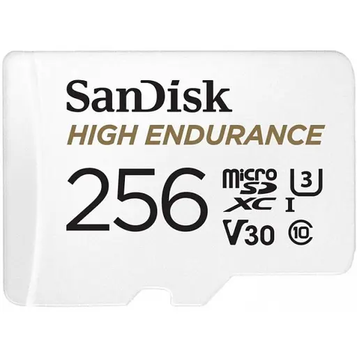 Карта памяти Sandisk microSDXC (UHS-1 U3) High Endurance 256Gb class 10 V30 (100Mb/s) (adapterSD) (SDSQQNR-256G-GN6IA) - фото 1