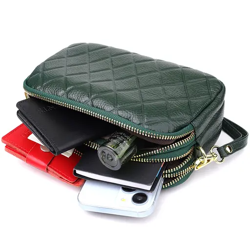 Кожаная сумка Vintage на три отделения для женщин 19х12х6.5 см sum0027599 - фото 8