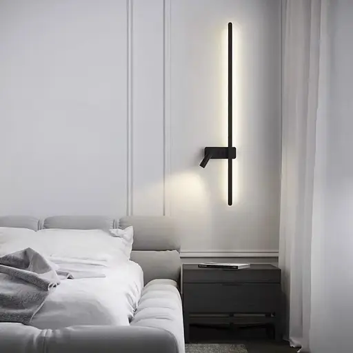 Бра Line F лінійне чорне 100 см зі спотом зліва та 2-ма вимикачами Арт. WB 121/1000 L BK - фото 1