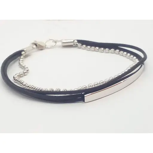 Браслет из текстиля Qvaliz с серебряными вставками. 905-01102 16 - фото 2