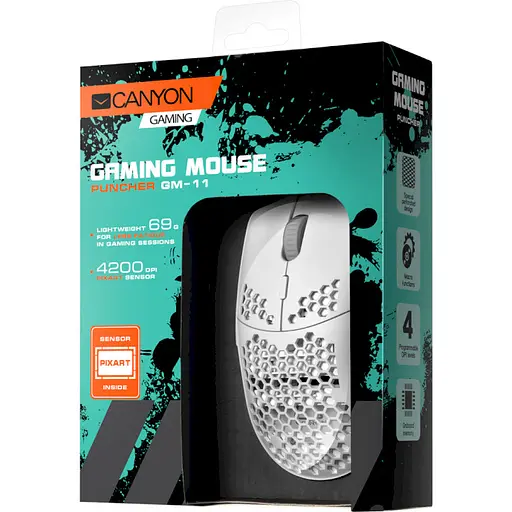 Мышь Canyon Puncher GM-11 Gaming USB White (CND-SGM11W) - фото 6