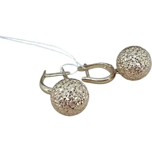 Золоті сережки-підвіски Favoritum Кулі з алмазною гранню. 210137_12_А_Л