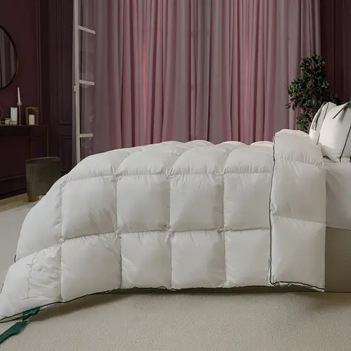 Одеяло пуховое MirSon Imperial Delight, летнее, 215х155 см, белое с зеленым кантом - фото 3