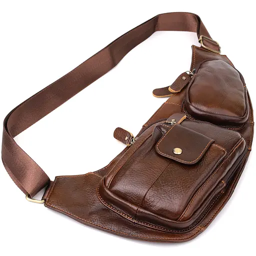 Чоловіча сумка з великою кількістю кишень із натуральної шкіри Vintage 15,5х39х6 см sum0027484 - фото 16