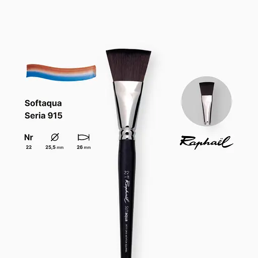 Кисть синтетика плоская Raphael Softaqua, №22, профессиональная, короткая ручка - фото 2