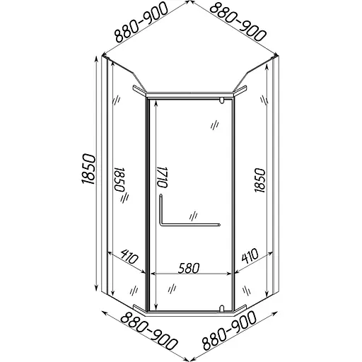 Душевая кабина Bravo пятиугольная без поддона Raba N90FS 1 уп., хром матовый - фото 8