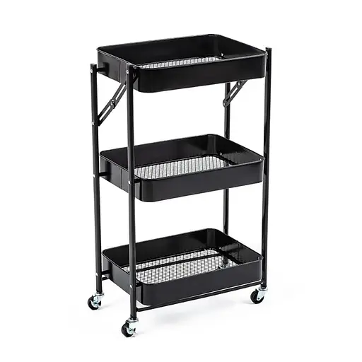 Этажерка Wall Sticker SW-00002099 мобильная трехъярусная универсальная из металла 46.5х29х77.5 см черная - фото 1