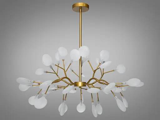 Креативна підвісна люстра в вітальню Світлячок, 45 ламп, золото - фото 1