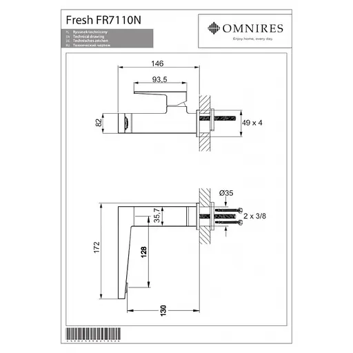 Змішувач для раковини Omnires Fresh chrome (FR7110NCR) - фото 4