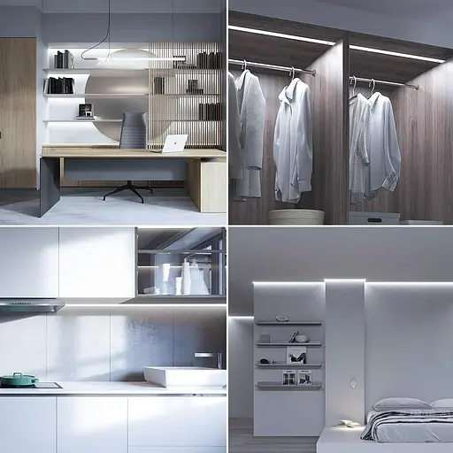 COB LED стрічка 24V Холодний білий 6000K 2m, Arote LED стрічка 3 мм шириною димоване світло високої щільності DIY 384LEDs/м - фото 6