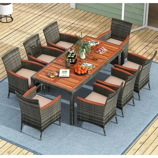 Комплект садовой мебели Costway Viccos 8+1 Серый/бежевый - фото 2