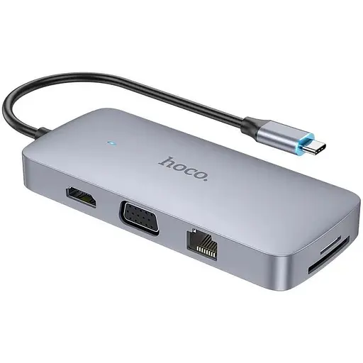Usb-Хаб (адаптер) Hoco HB33 Easy Type-C 10-in-1 multi-function converter 18 см - фото 1