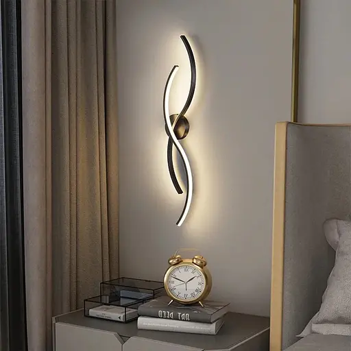 Настінний чорний бра Double Wave у 2-х розмірах Line F довжина 80 см Арт. WM35 BK - фото 4