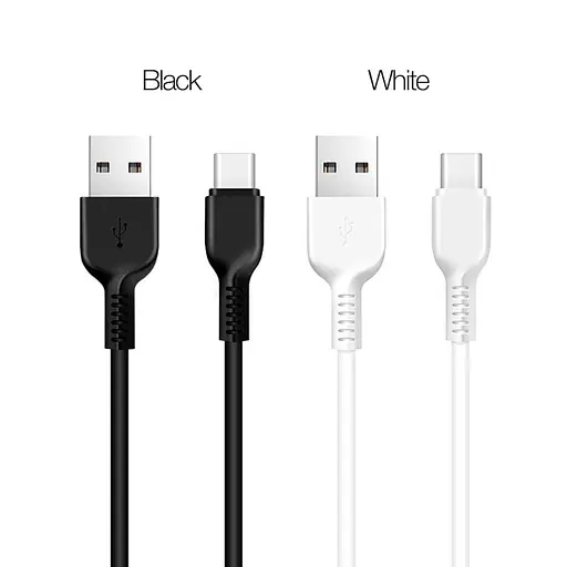 Кабель HOCO X20 USB to Type-C 3A, 1m, PVC, TPE connectors, Black - фото 3