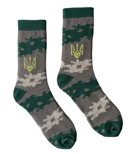 Шкарпетки з принтом патрічні з символами україни високі безшовні дихаючі якісні ORGANIC cotton JILL ANTONY Коричневий - фото 1